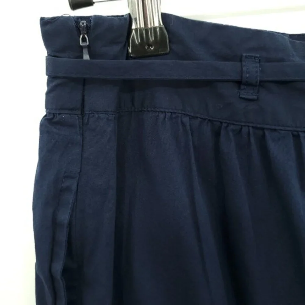 Jason Wu High Waisted Cotton Shorts Large Navy Blue